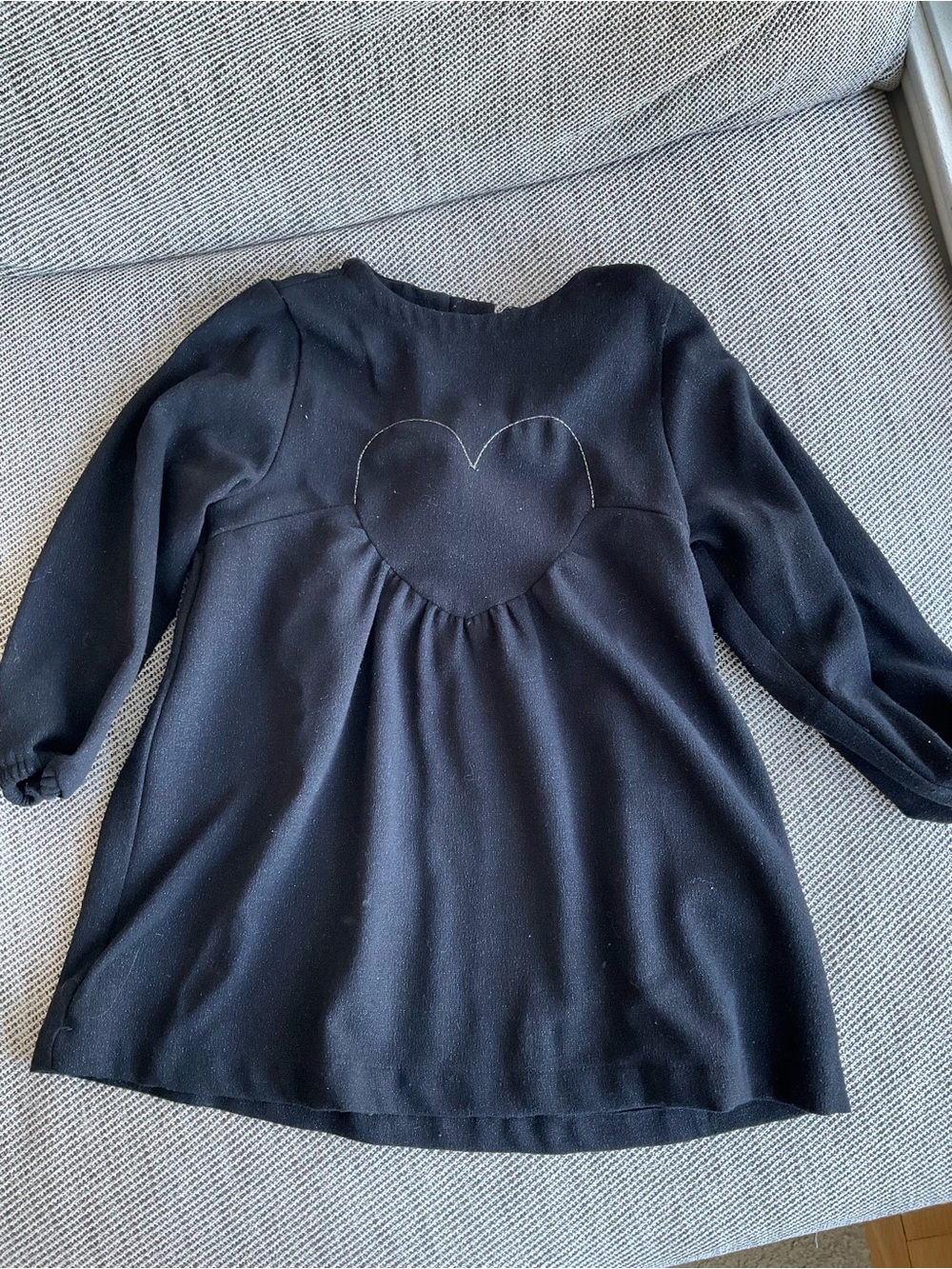 Ikks Black Long-Sleeve Heart Detail Girls' Dress